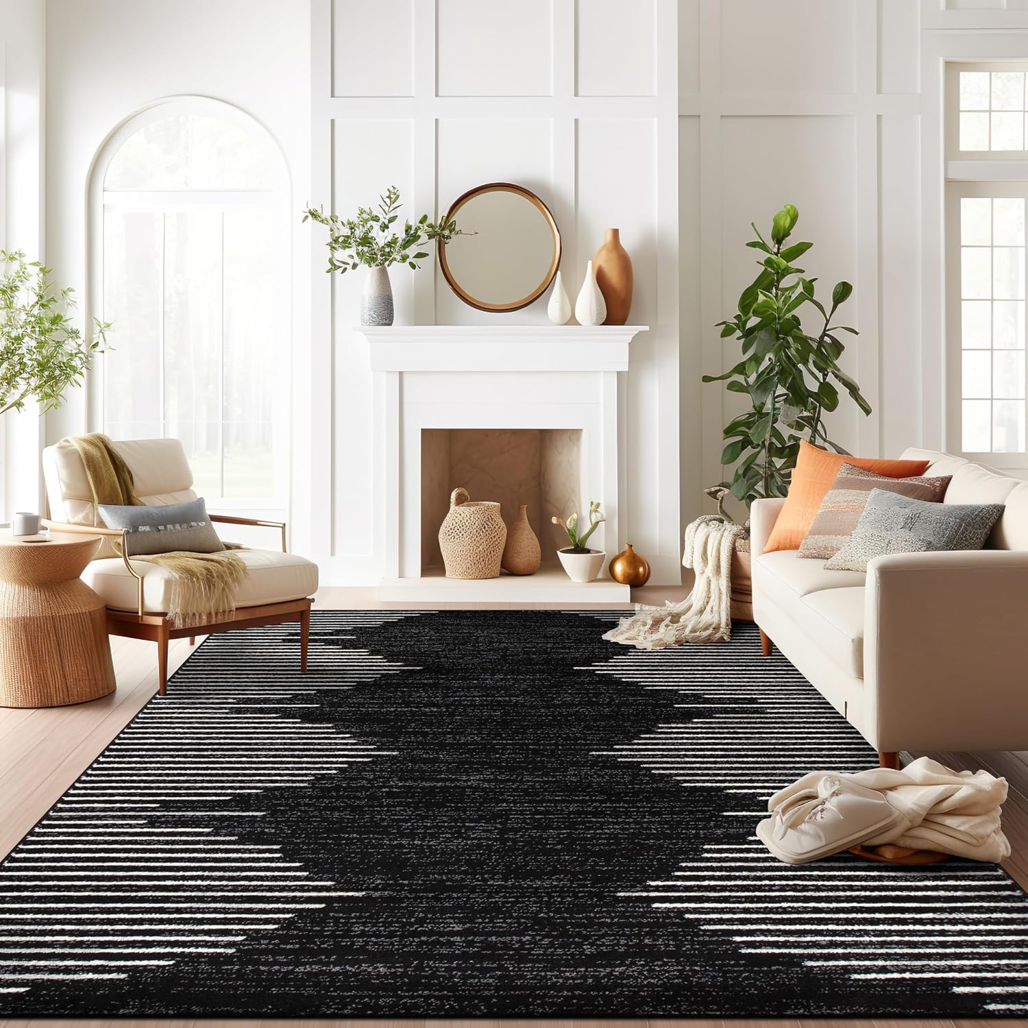 Rugshop Bohemian Stripe Stain Resistant Area Rug 8ft x 10ft
