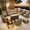 ovios 10 Pieces Patio Furniture Set - Deep Seat Rattan Conversation