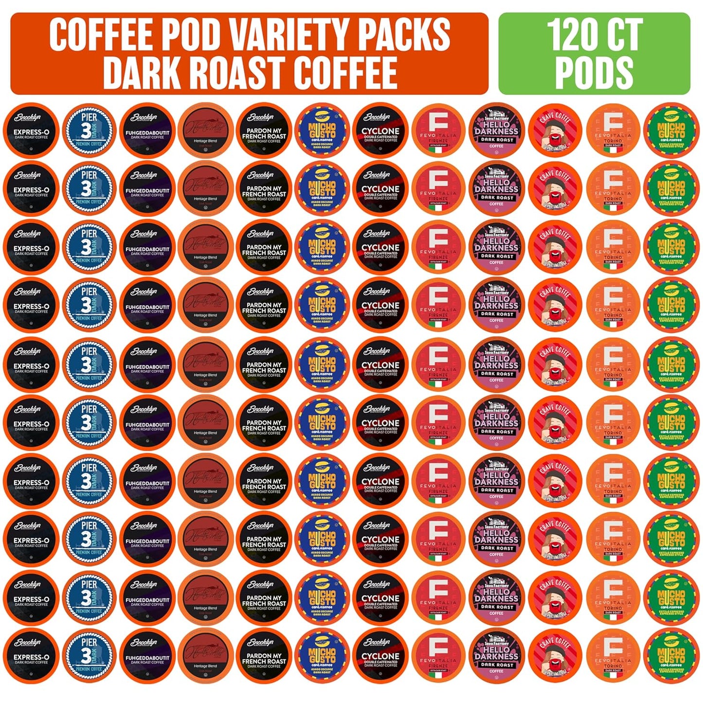 Coffee Pod Variety Packs Dark Roast Sampler for K-Cup Brewers