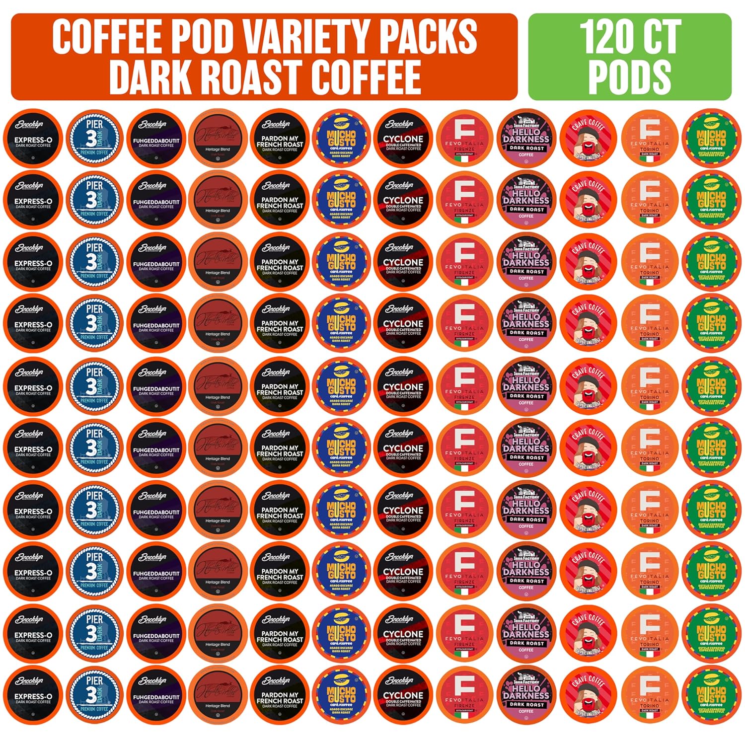 Coffee Pod Variety Packs Dark Roast Sampler for K-Cup Brewers