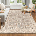 Boho Washable Area Rug 6x9 - Soft Non Slip Farmhouse Accent Rug