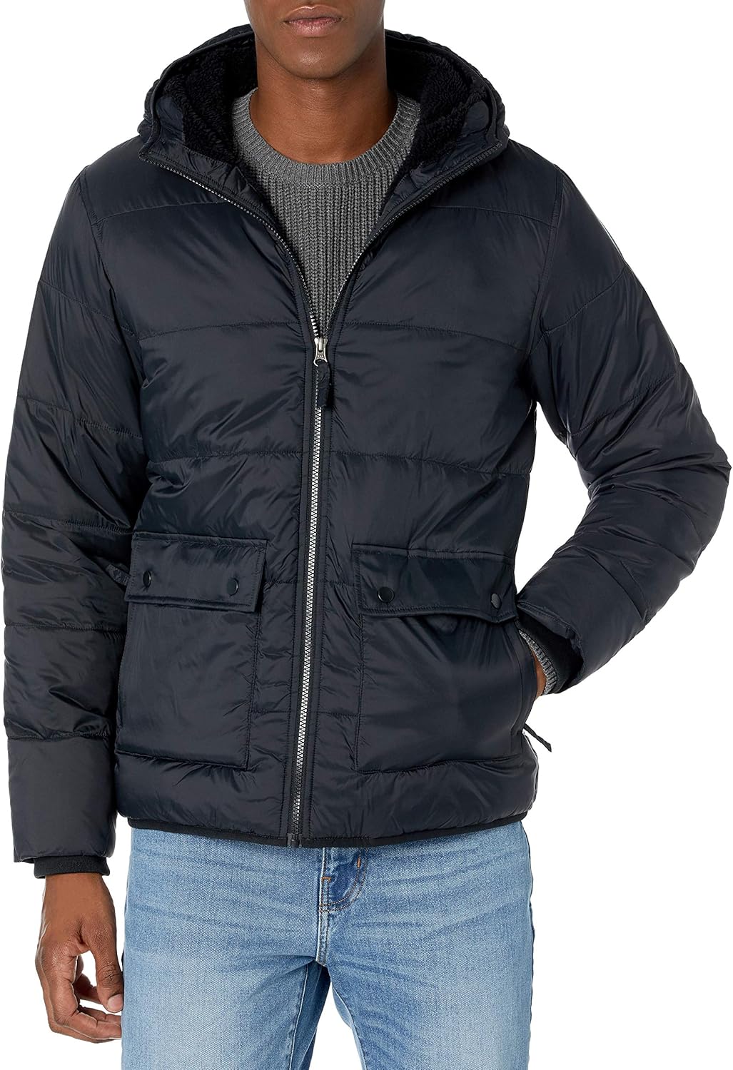 Men's Long-Sleeve Water-Resistant Sherpa-Lined Puffer Jacket