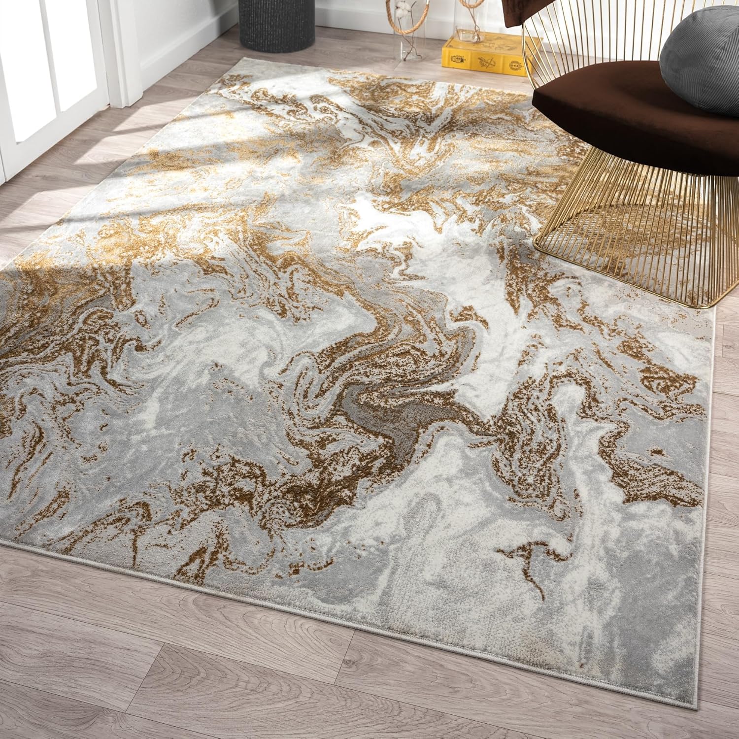 LUXE WEAVERS Marble Swirl Abstract Area Rug in Gray 8x10