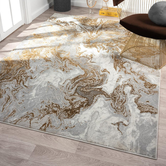 LUXE WEAVERS Marble Swirl Abstract Area Rug for Modern Spaces
