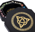 DND Dice Tray - Premium 8 in Tray with Gold World Tree & Triquetra