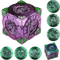 Purple Green DND Spinner Dice 7-in-1 Metal Cube Set - Immersive RPG