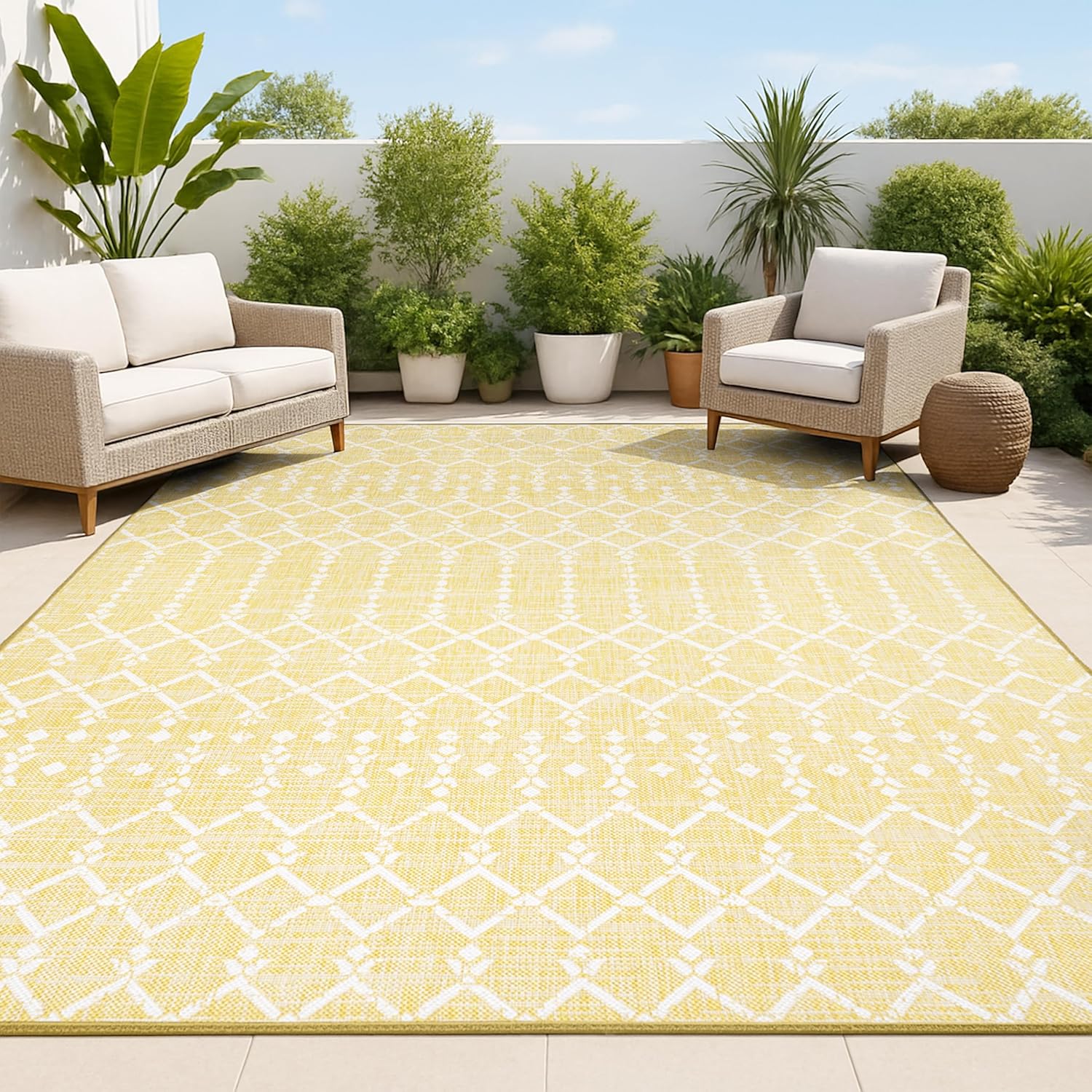 Moroccan Geometric Indoor Outdoor Area Rug 4X6 for Patio