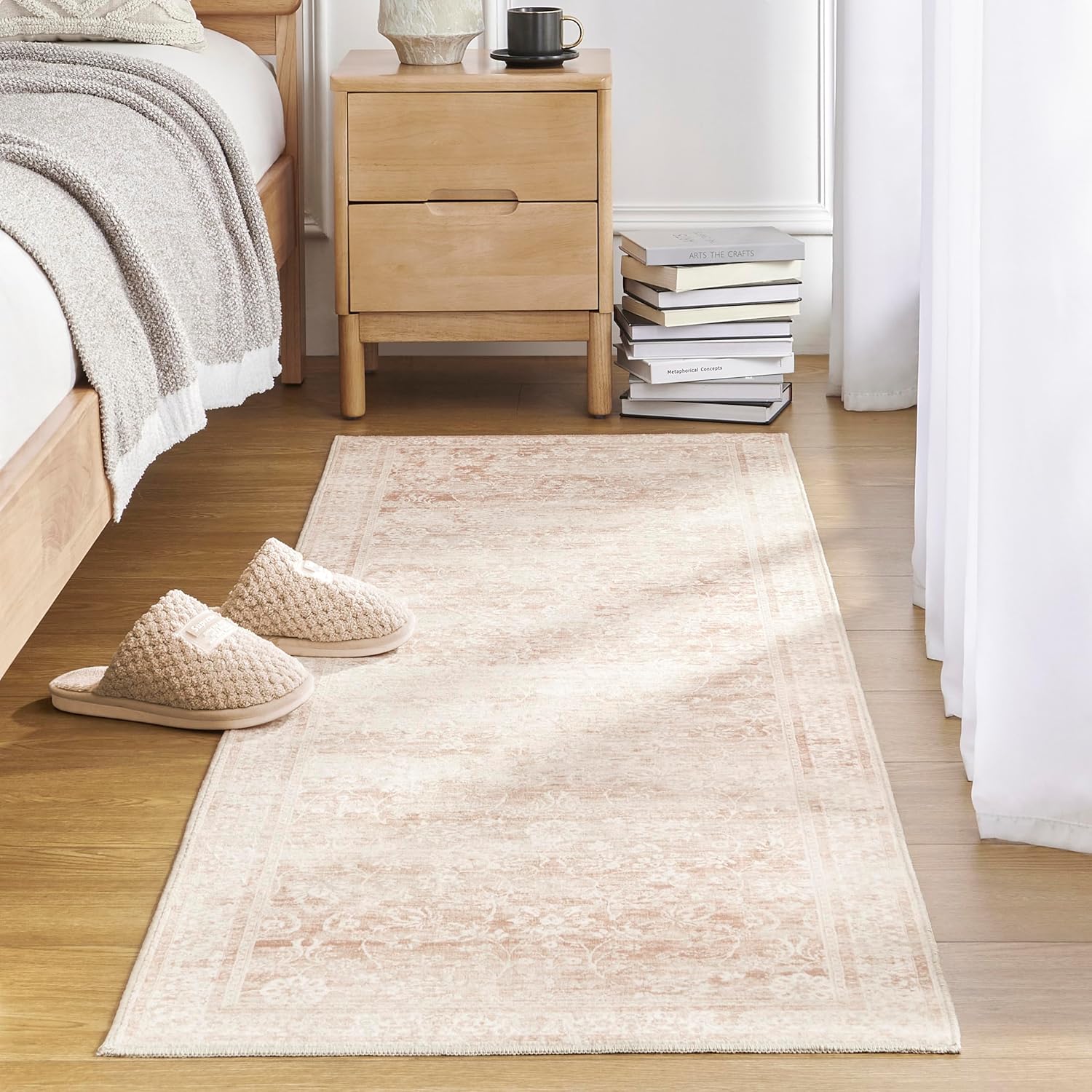 Pink Boho Runner Rugs for Hallway Kitchen Bathroom by BILEEHOME