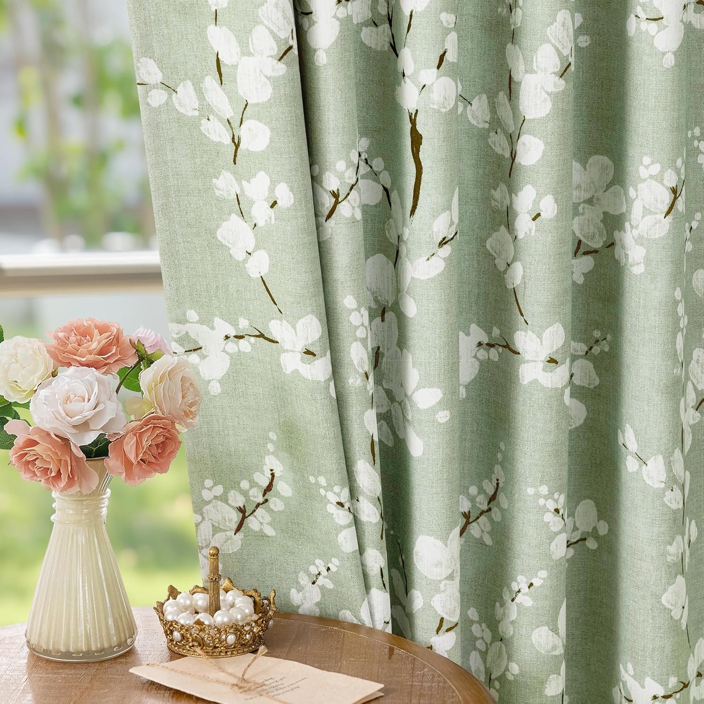 FMFUNCTEX Blackout Floral Curtains for Bedroom and Living Room