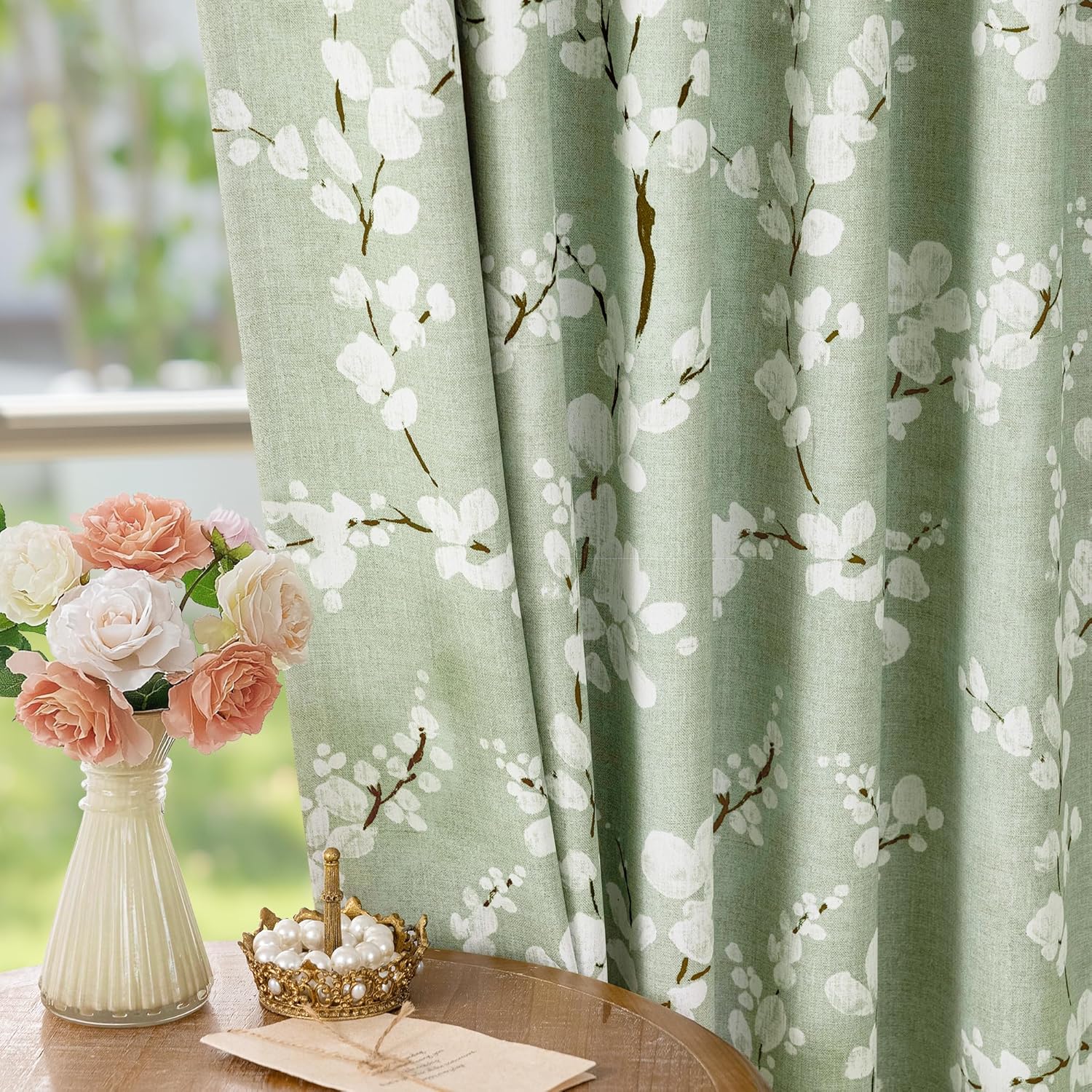 FMFUNCTEX Blackout Floral Curtains for Bedroom and Living Room