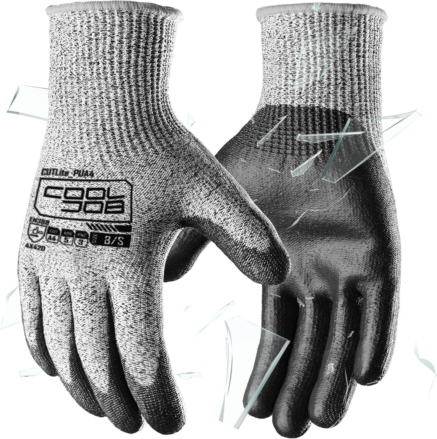 COOLJOB Cut Resistant Safety Work Gloves with Grip for All Tasks