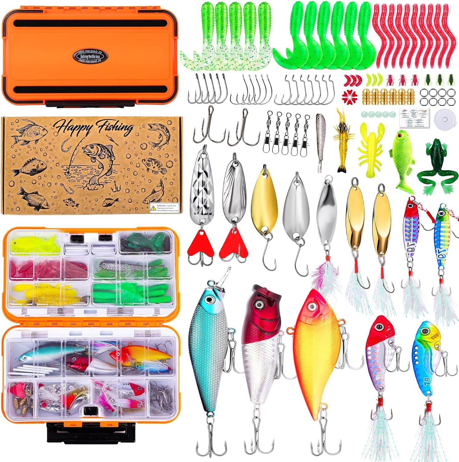105pcs Bass Trout Fishing Lures Kit by Lupow