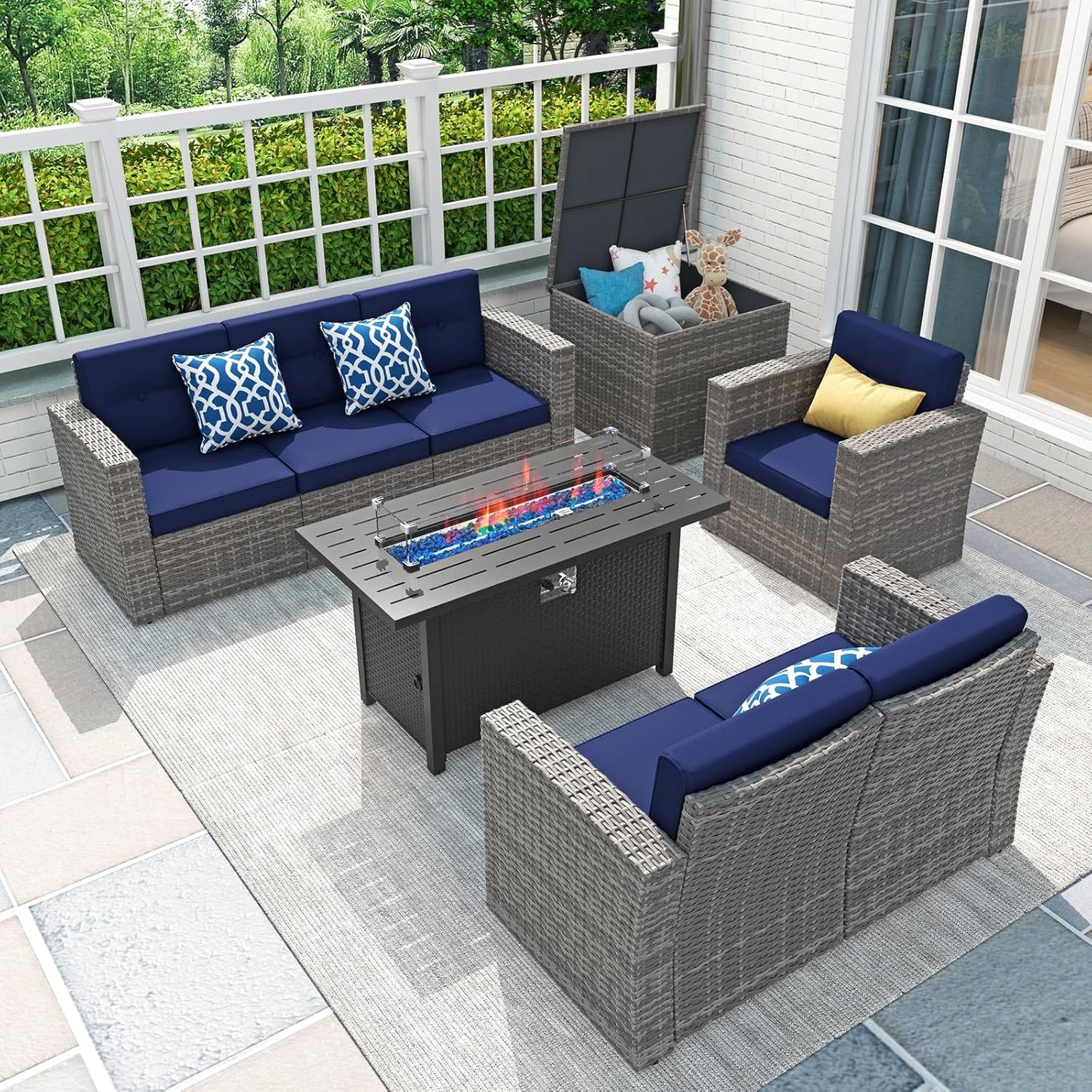 Versatile JOIVI 8 Pieces Patio Furniture Set with Fire Pit
