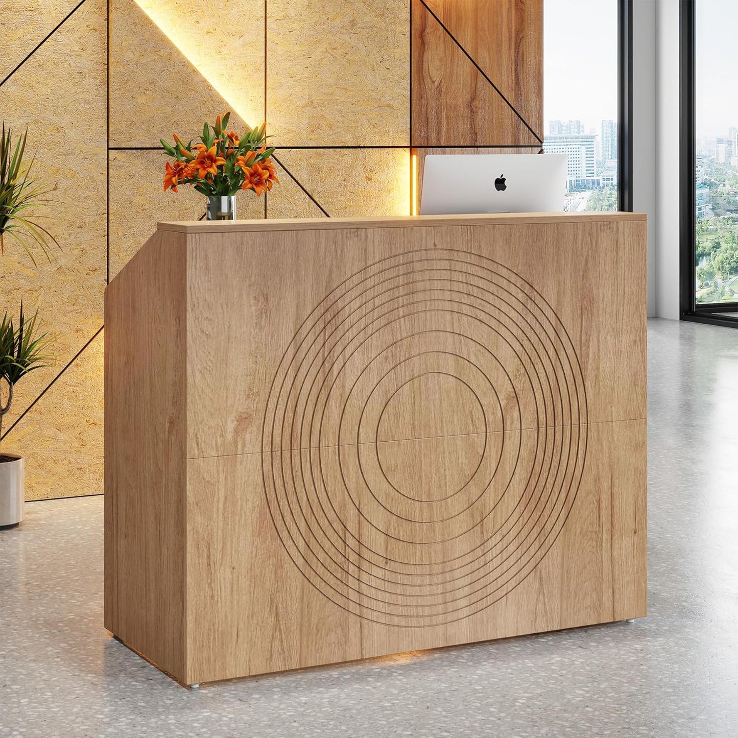 Tribesigns Modern Reception Desk with Counter for Any Space