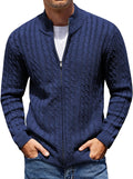 COOFANDY Men's Full Zip Cardigan Sweater Slim Fit - Warm Cable Knit