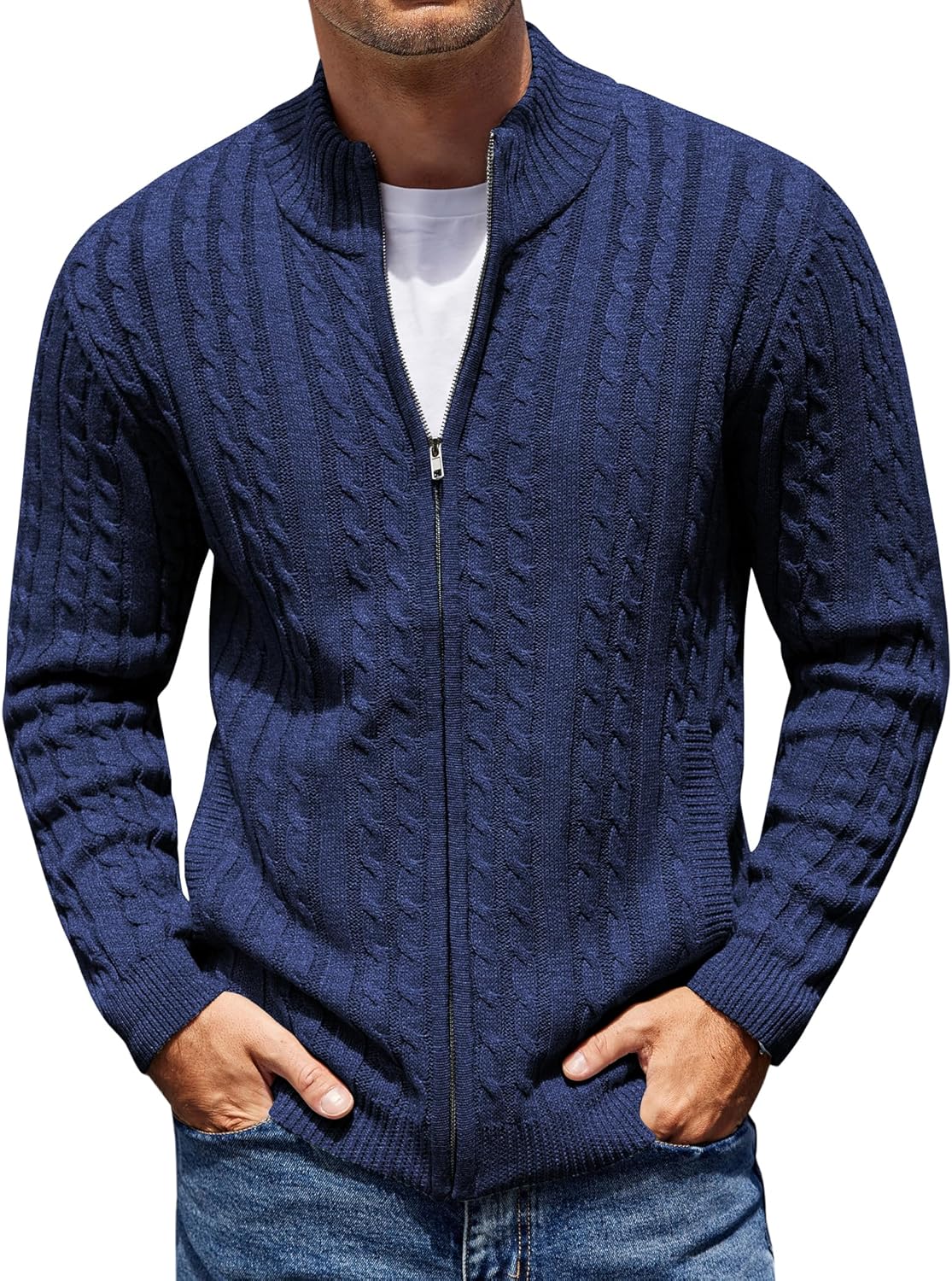 COOFANDY Men's Full Zip Cardigan Sweater for Stylish Comfort