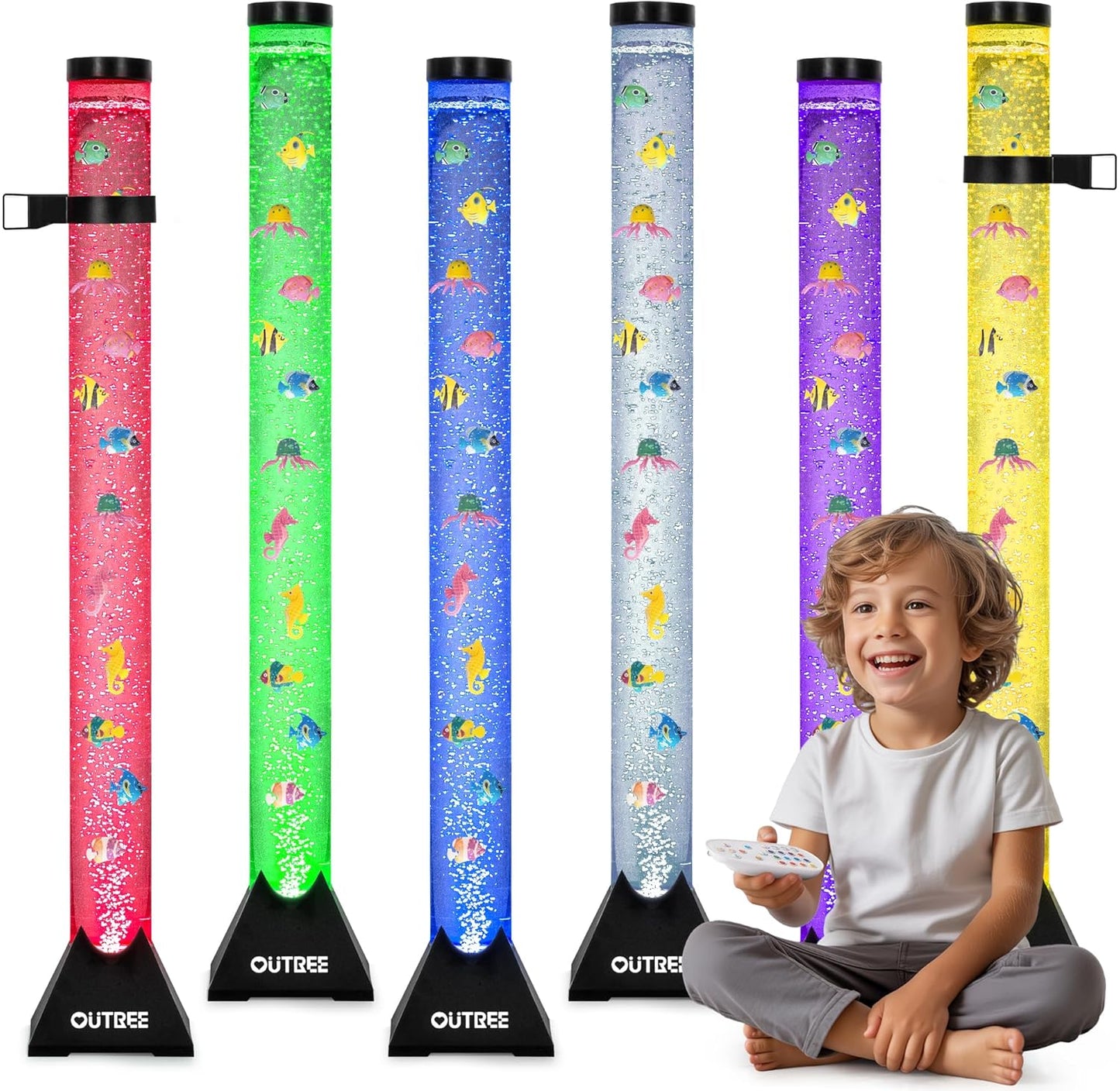 OUTREE 4FT Sensory Bubble Tube Lamp for Relaxation and Calmness