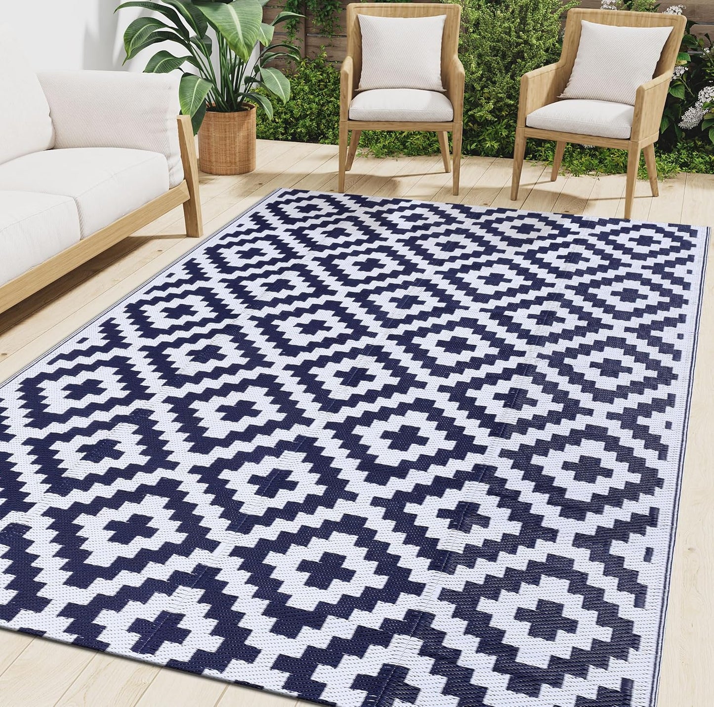 Smiry Waterproof Outdoor Rug 9x12 ft for Patio and Camping