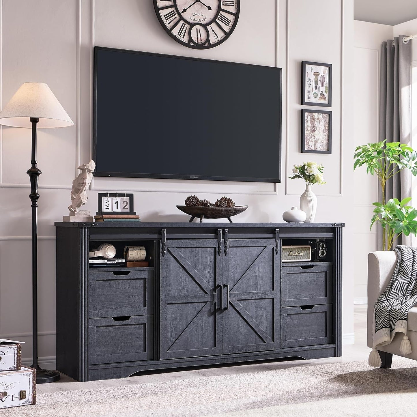 Rustic Media Console w/ Storage - 75+ Inch TV Stand