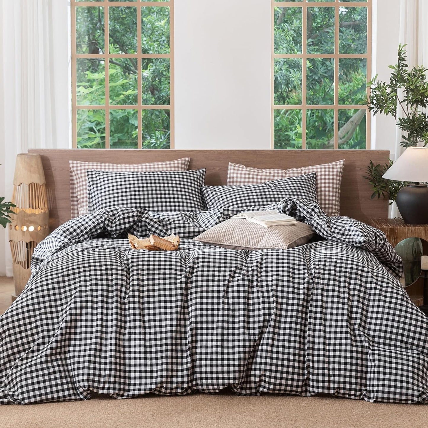 MooMee Gingham Duvet Cover Set for Cozy Bedroom Style
