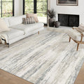 6x9 Area Rug Washable Modern Abstract Low Pile - Neutral Beige