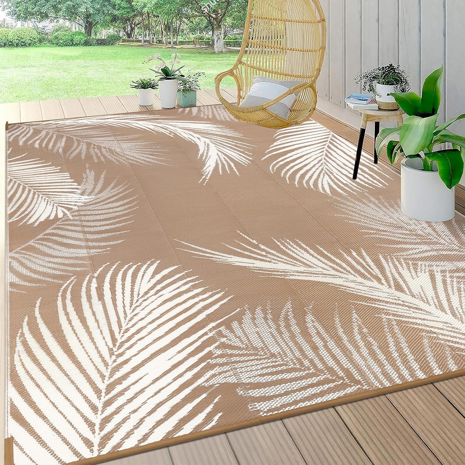 Pauwer Waterproof Outdoor Rug 10x14 for Patio and Camping