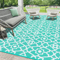 HEBE Outdoor Rug Waterproof 9x12 Reversible Patio Rug - Large Moroccan
