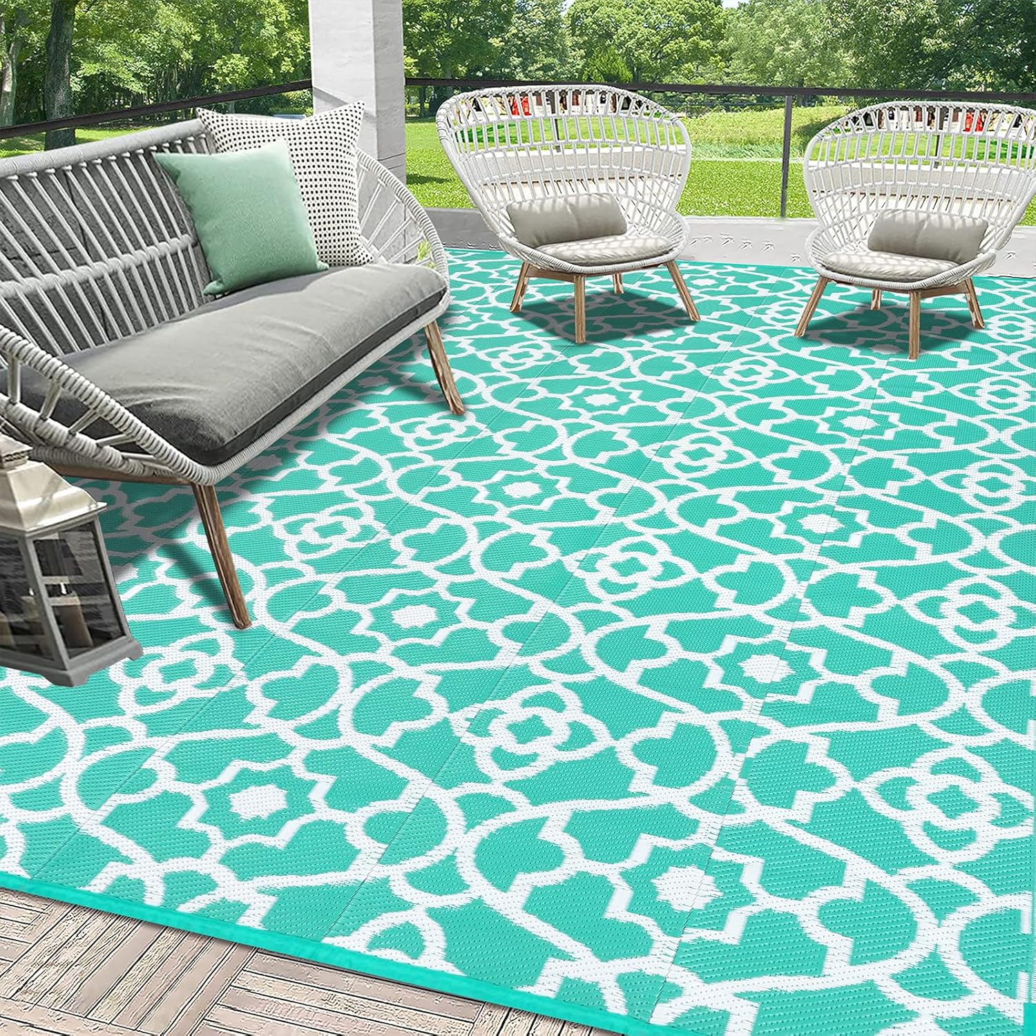 HEBE Outdoor Rug Waterproof 9x12 for Patio, Deck, and RV