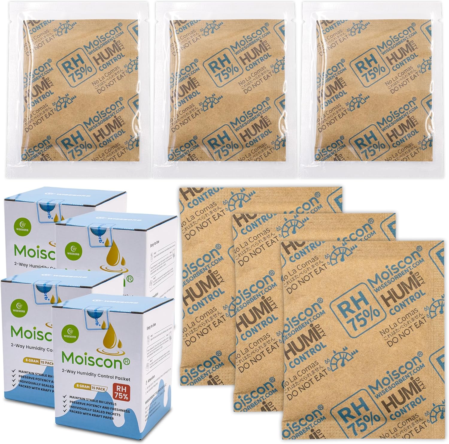 75% RH Two-Way Humidity Control Packs for Freshness and Potency