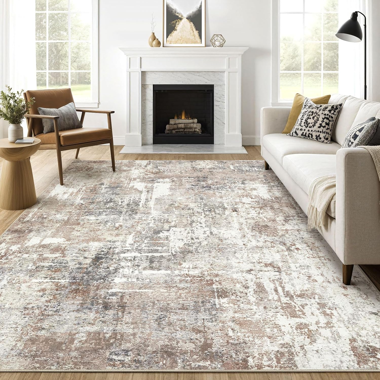 10x12 Area Rug Living Room: Washable Abstract Modern Soft Rug