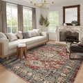 8x10 Brick Red Washable Oriental Rug - Soft Non-Slip Accent