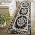 Washable Runner Rug 2x8 Black - Non Slip Boho Hallway Runner