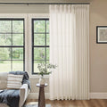 Extra Wide Beige Linen Pinch Pleated Curtains 100 x 108 in - Light