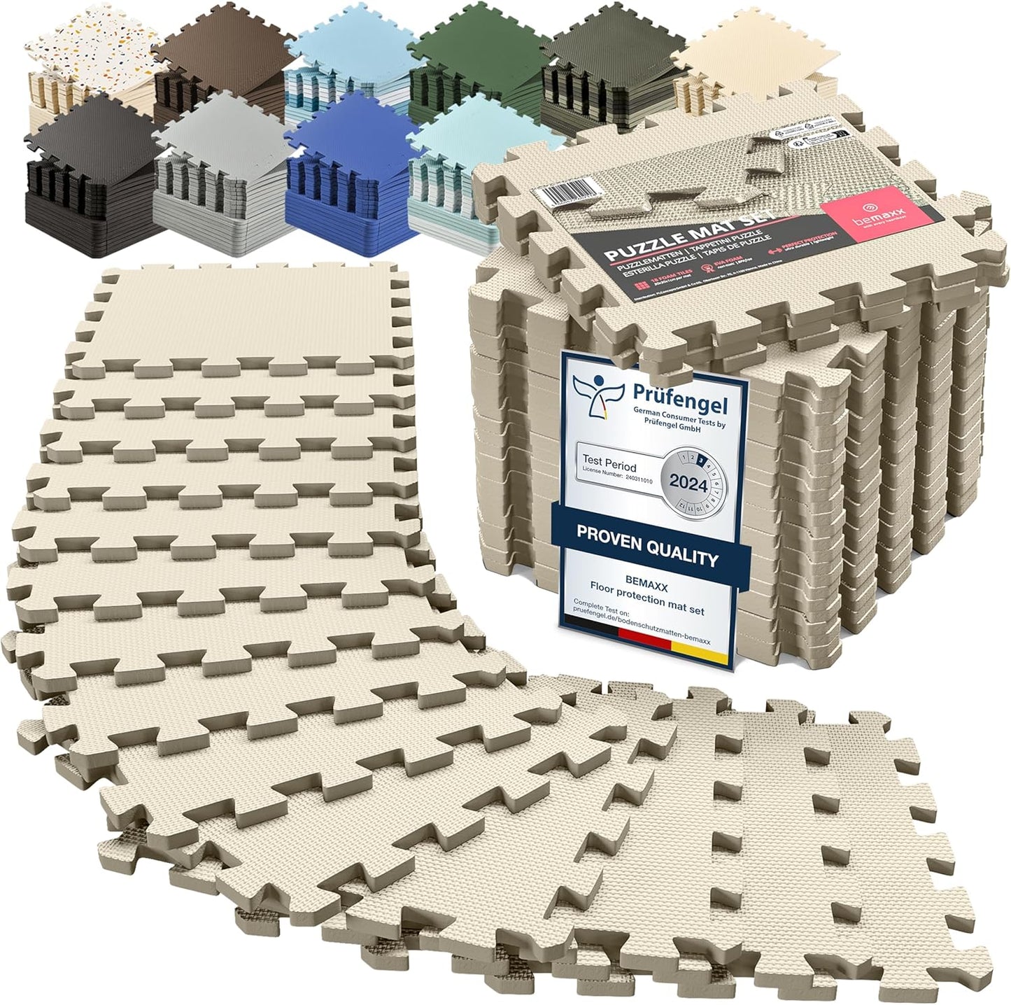 Protective Gym Mats Set - 18 pcs EVA Interlocking Foam Tiles