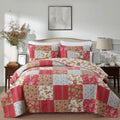 Queen Size Cotton Quilt Set - 100% Cotton Reversible Comforter (Green