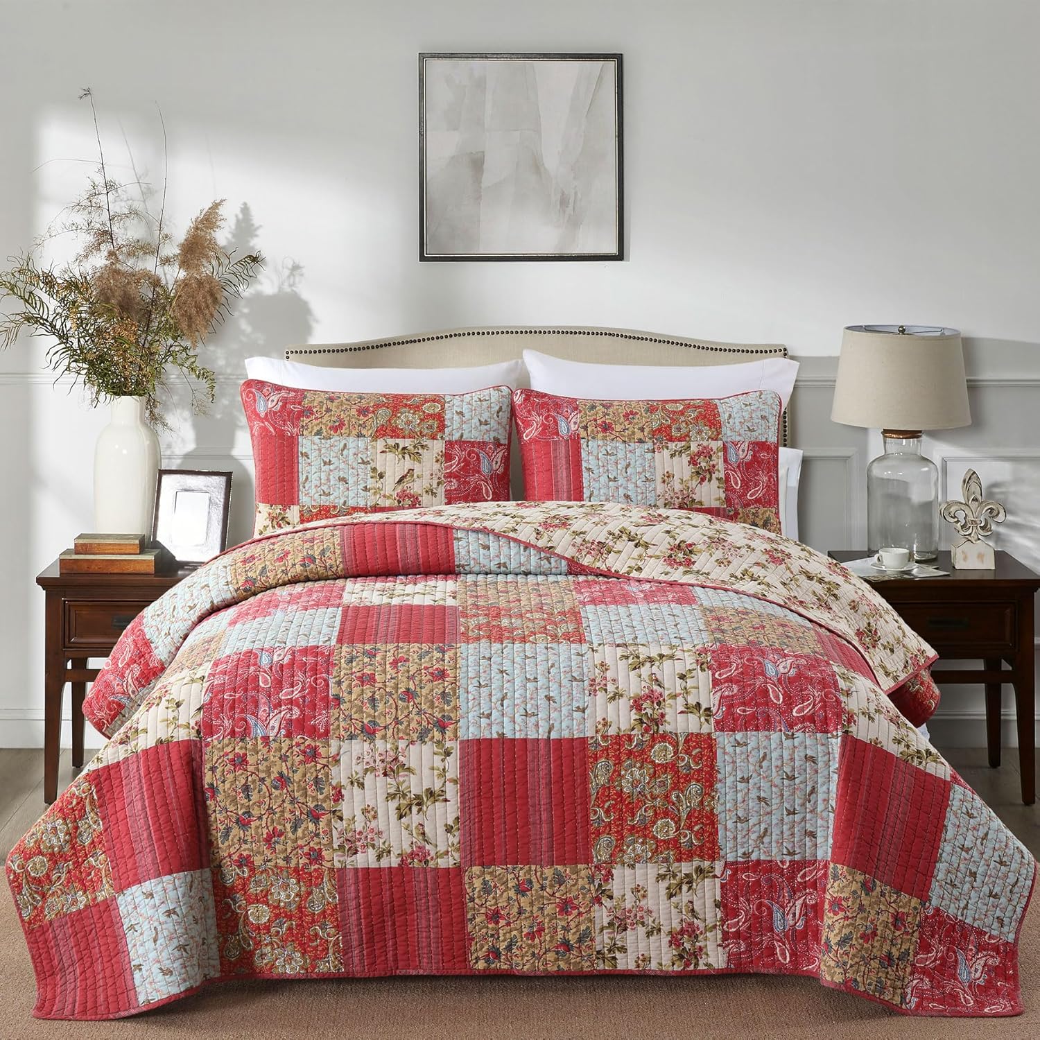 Secgo Queen Size Comforter Set - 100% Cotton Quilt for Comfort