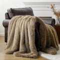 Luxury Fluffy Tan Faux Fur Throw Blanket - Cozy 50in x 60in