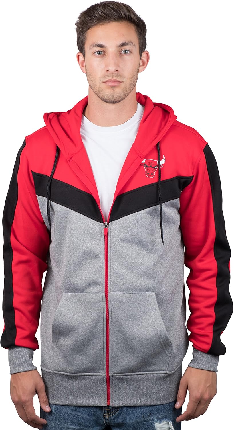 Ultra Game Men's NBA Official Contrast Back Cut Full Zip Hoodie