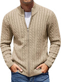 COOFANDY Men's Full Zip Cardigan Sweater Slim Fit Cable (Style 2J1T)