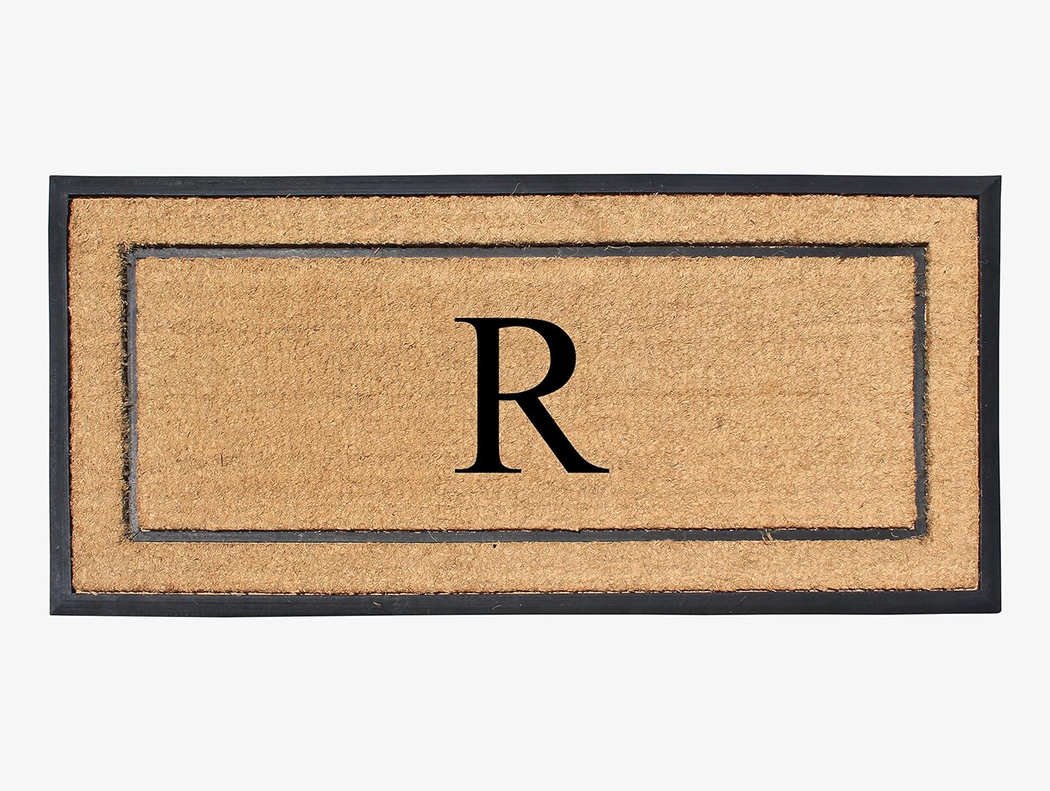 Natural Coir & Rubber Large Monogrammed Doormat for Entryways
