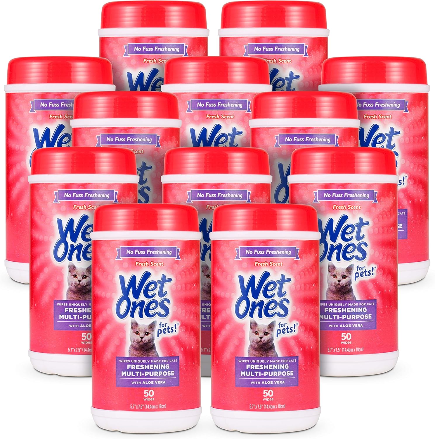 Wet Ones for Pets Freshening Cat Wipes with Aloe Vera - 50 Count
