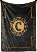 Initial Mens Throw Blanket - Soft 300gsm Flannel Comfort