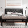 Feonase Queen Size Metal Bed Frame with Linen Headboard - Sturdy