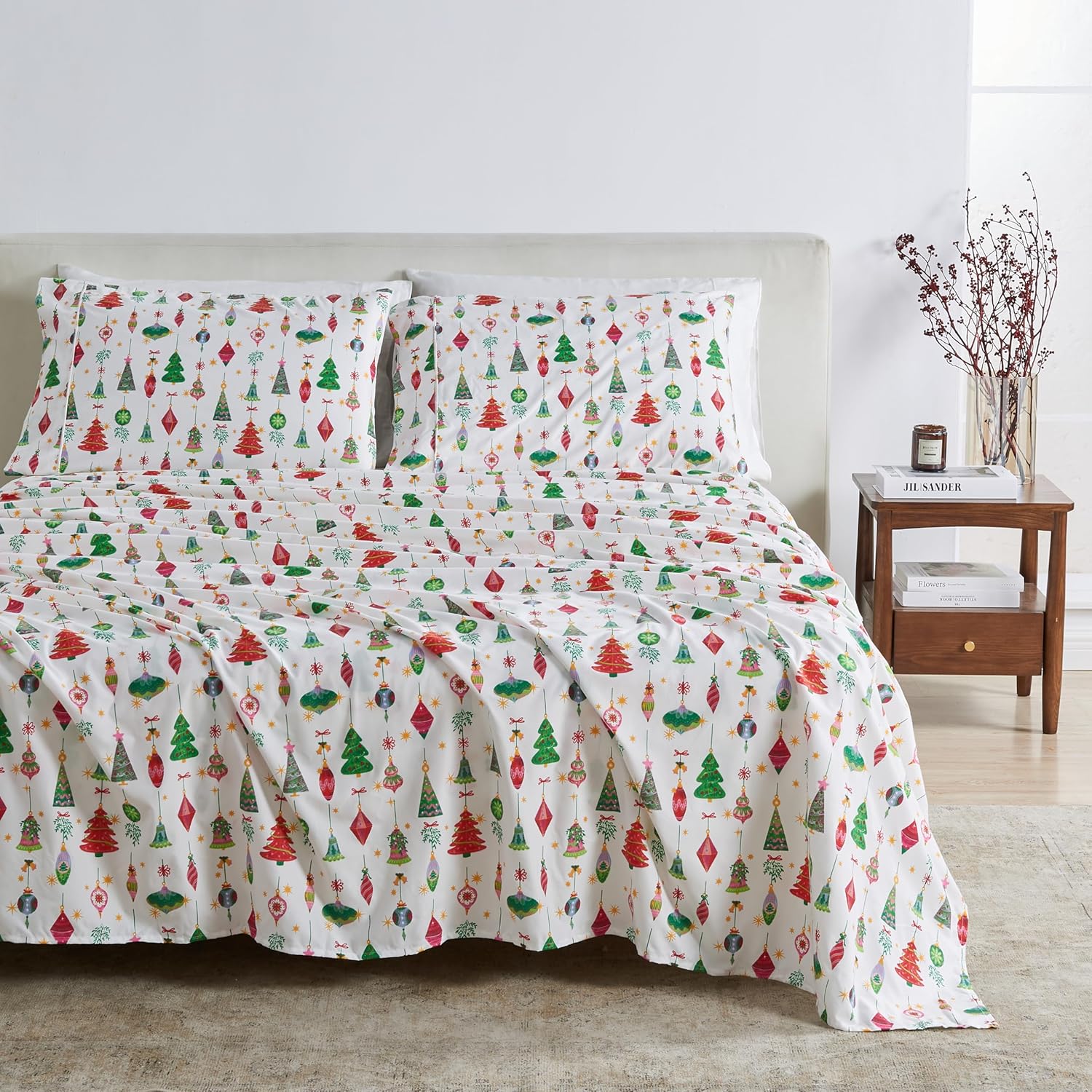 Great Bay Home Full Size Microfiber Sheet Set for Holiday Cheer