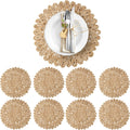 13.8ft Corn Husk Woven Round Placemats Set of 8 - Heat Resistant Boho