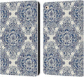 iPad Air 2 Leather Wallet Case - Navy Blue Floral Head