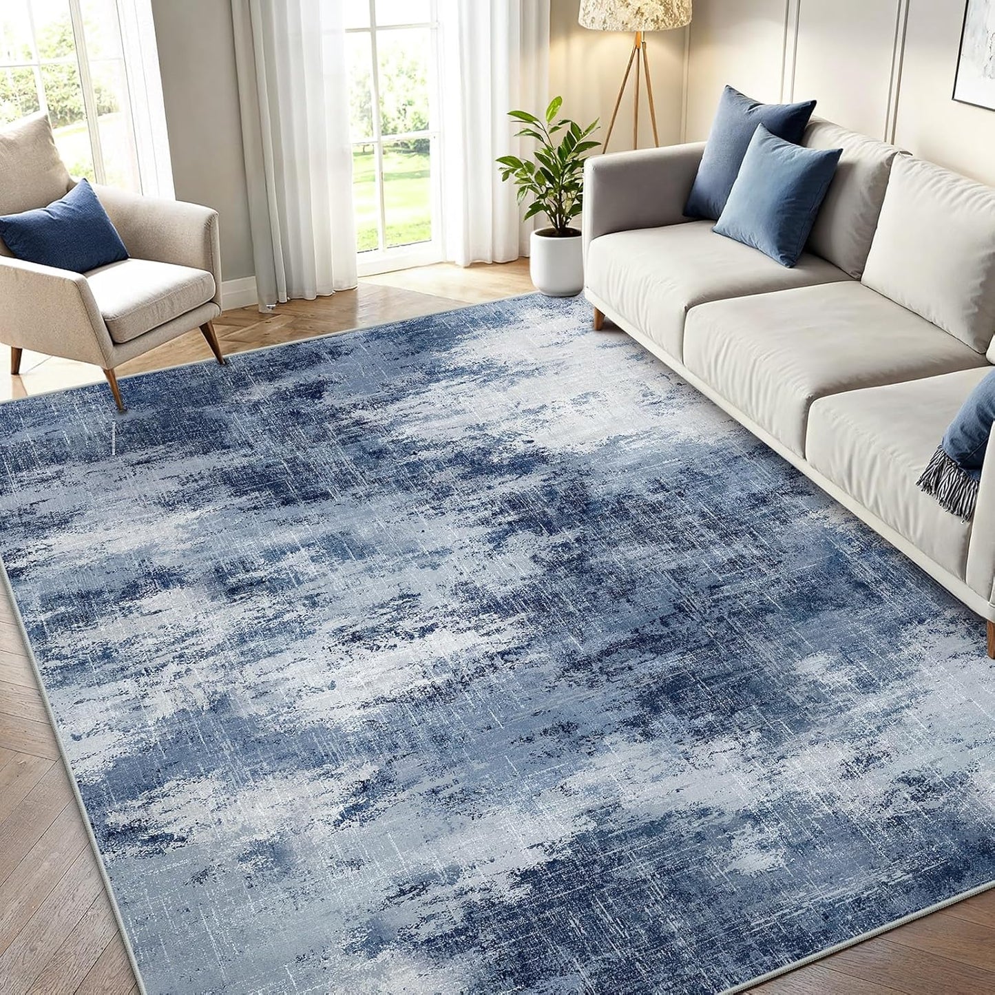 5x7 Area Rugs for Living Room with Modern Abstract Design