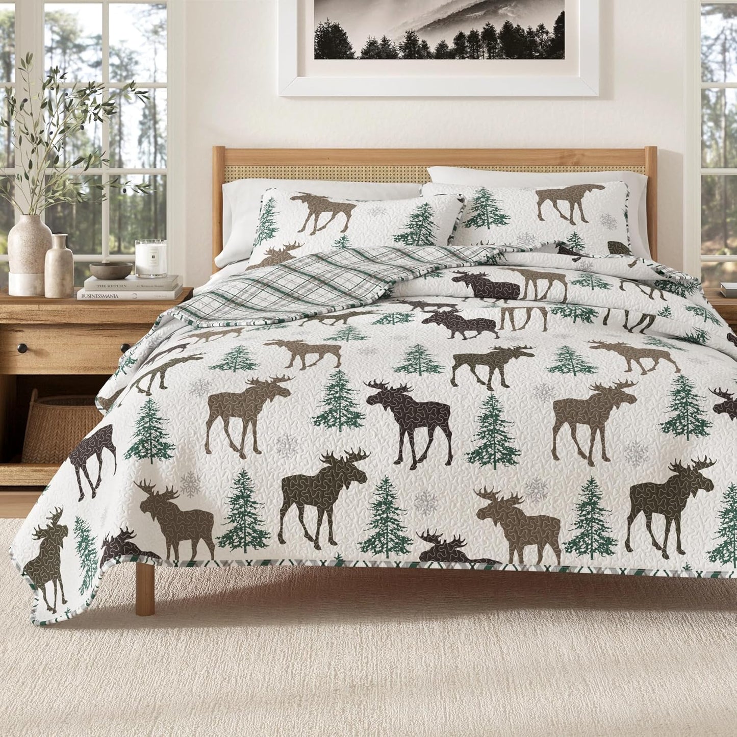 Great Bay Home Lodge Bedspread King Size Quilt Set for All Seasons