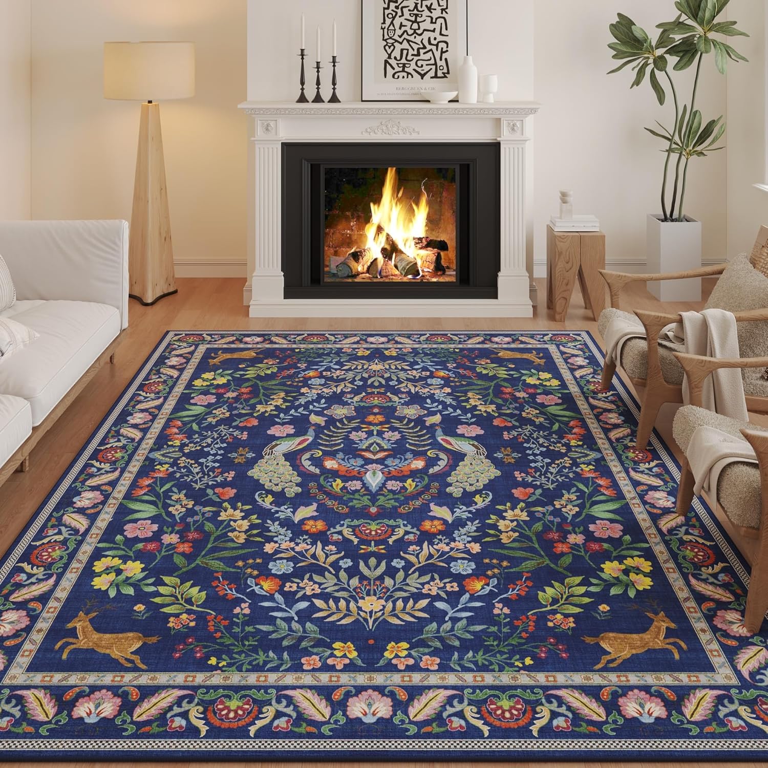 Vibrant Floral Design 6x9 Rug for Living Room and Bedroom