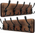 Wall Coat Rack 5 Tri Hooks - Heavy Duty Wooden Wall Hanger